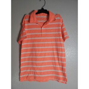 The Children's Place Boys Polo Shirt Orange White Striped Short Sleeve Size L